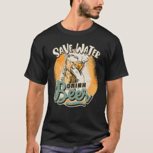 Wasser sparen Bier trinken Lustiges Retro-Bier-De T-Shirt