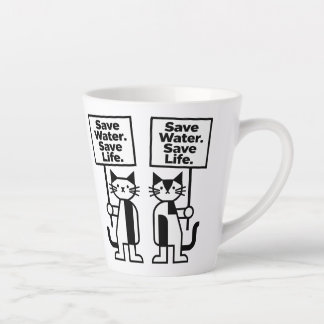Wasser sparen, Leben retten, süße minimalistische Milchtasse