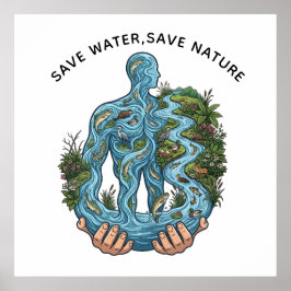 Wasser Sparen Natur Schützen Umweltbewusst Ökologi Poster