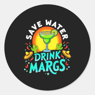 Wasser sparen trinke Margs Alkohol Margarita Mexik Runder Aufkleber