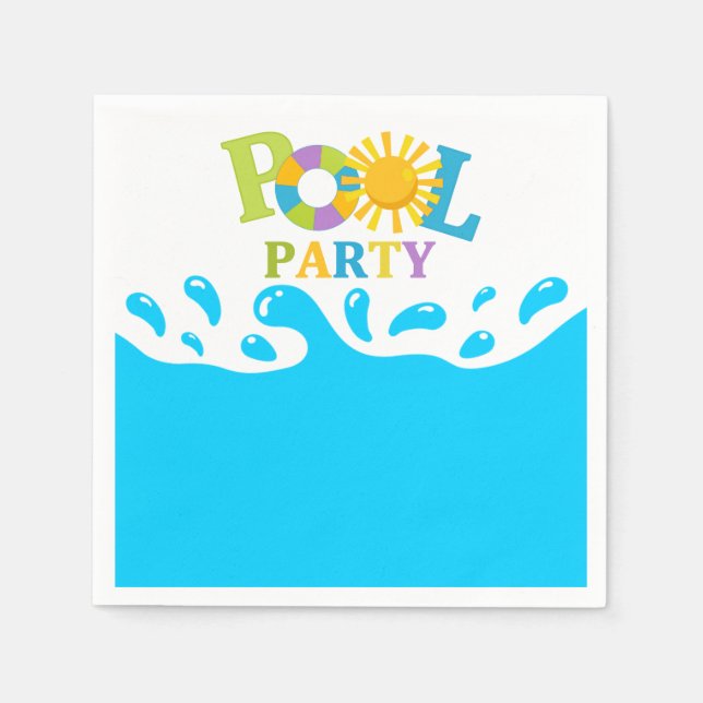 Wasser Splash Becken Party Geburtstagspapier Napki Serviette (Vorderseite)