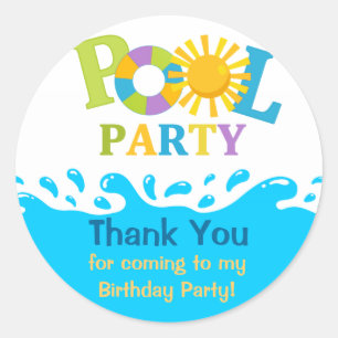 Wasser-Spritzen-Jungen-Pool-Party danken Ihnen Runder Aufkleber