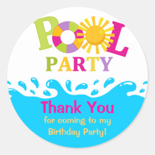 Wasser-Spritzen-Mädchen-Pool-Party danken Ihnen Runder Aufkleber