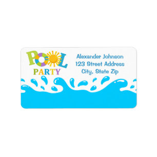Wasser-Spritzen-Pool-Party-Jungen-Adressen-Etikett Adressaufkleber