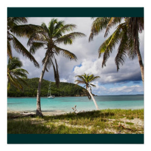 Wasser Strand Tropisch Grün Natur Name Personalisi Poster