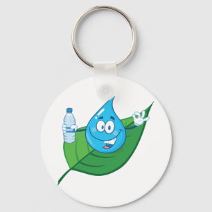 Wasser-Tröpfchen auf Blatt-Schlüsselanhänger Schlüsselanhänger