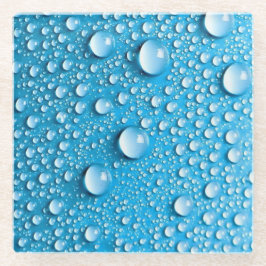 Wasser tropft auf blau | Untersetzer aus Glas