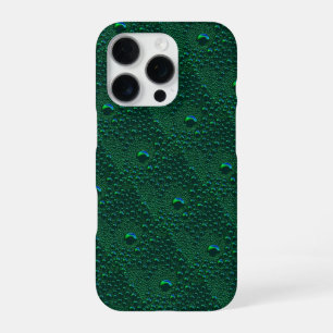 Wasser tropft auf grünem Metall iPhone 16 Pro Hülle