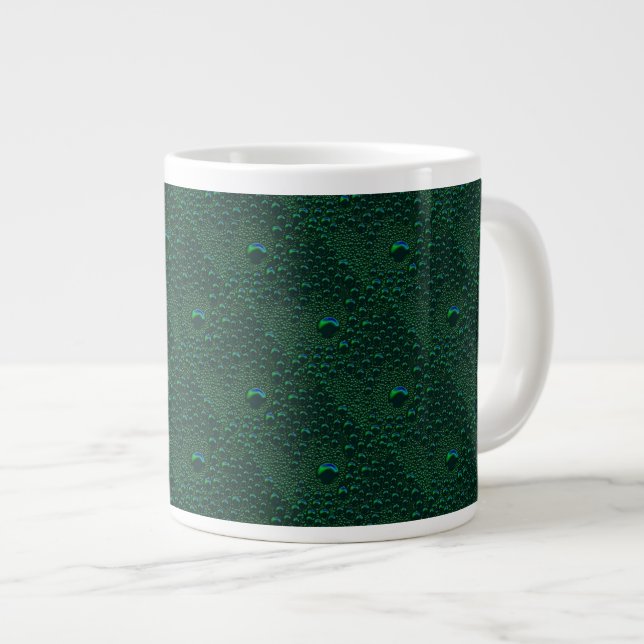 Wasser tropft auf grünem Metall Jumbo-Tasse (Vorderseite Rechts)