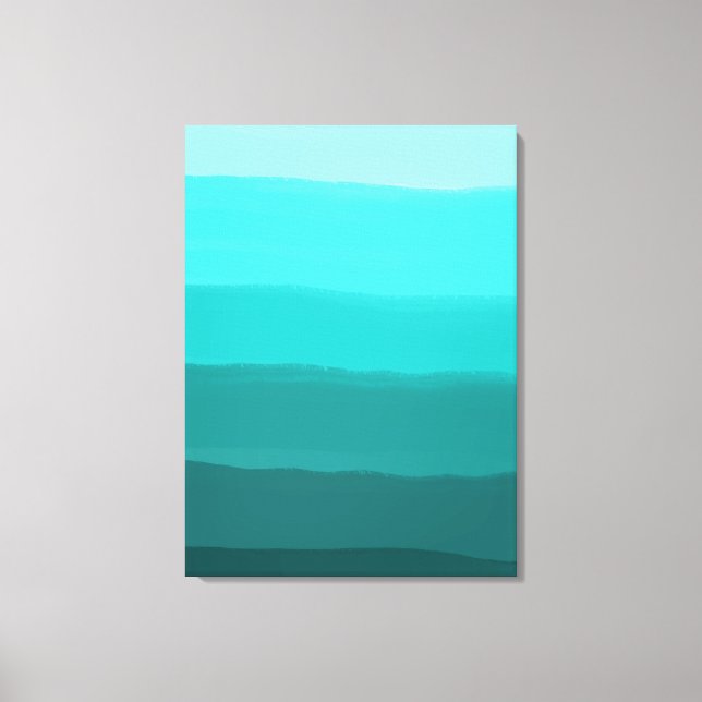 Wasser und Sky Blue Degrees Farben Streifen Leinwanddruck (Vorderseite)