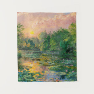 Wasser von Claude Monet, Sonnenuntergang, farbenfr Wandteppich
