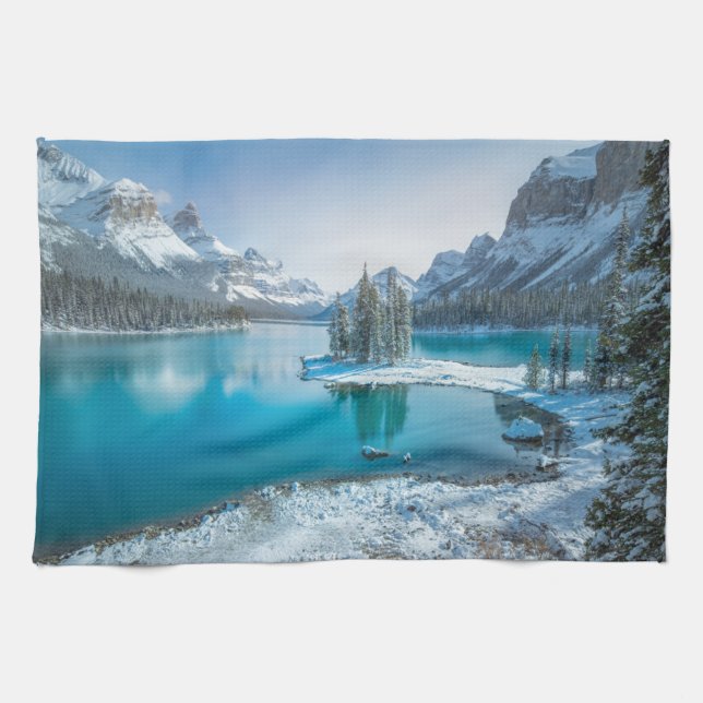Wasser | Winter Jasper National Park, Kanada Geschirrtuch (Horizontal)