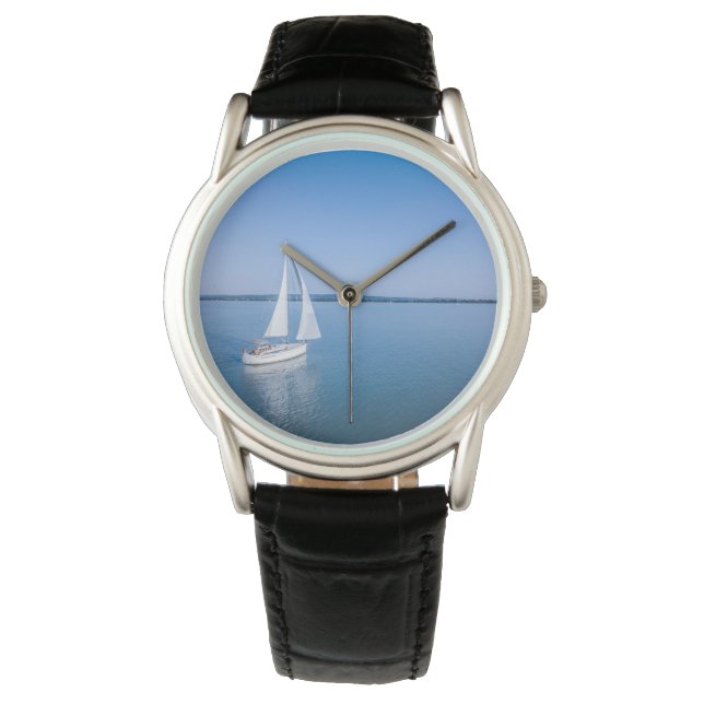 Wasser | Yacht am Plattensee Ungarn Armbanduhr (Vorderseite)
