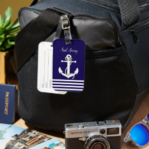 Wasseranker/Segelboot/Segel weg/blau Gepäckanhänger