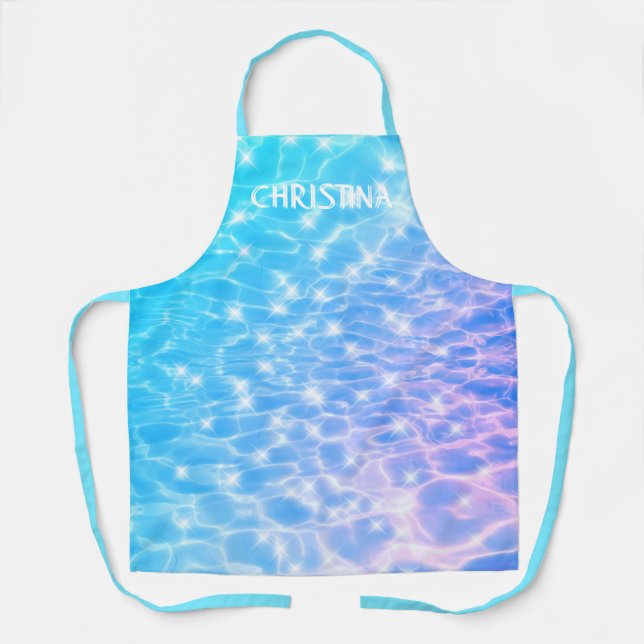 Wasserarme Blaue Rippling Wasser chic individuelle Schürze (Vorderseite)