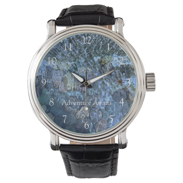 Wasserbach Steine Kieselstrand Wasserbach Armbanduhr (Vorderseite)