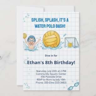 Wasserball-Poolparty-Jungen-Geburtstagseinladung Einladung