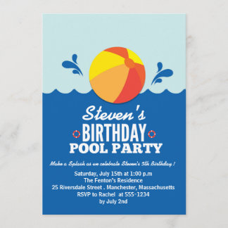 Wasserball - Strandthema Geburtstags-Party Einladung