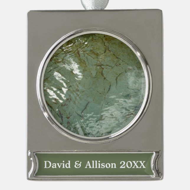 Wasserbedecktes Foto Banner-Ornament Silber (Vorderseite)