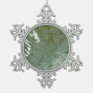 Wasserbedecktes Foto Schneeflocken Zinn-Ornament