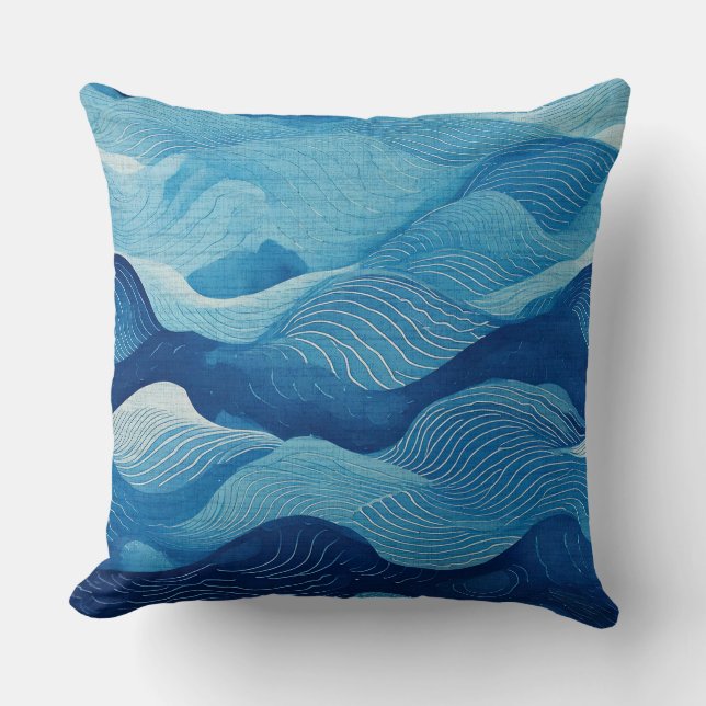 Wasserblau-Muster Kissen (Vorderseite)