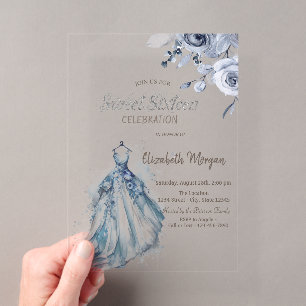 Wasserblaue Bluse Blaue Rosen Sweet 16 Acryleinladungen