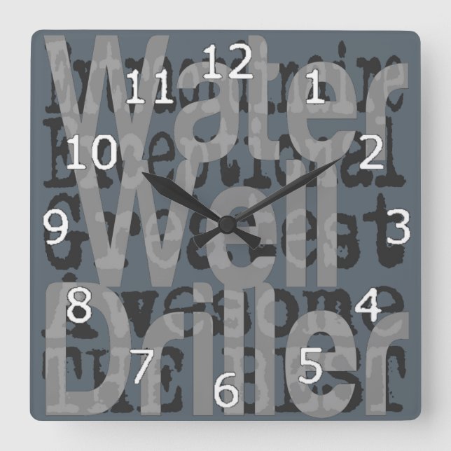 Wasserbohrer Quadratische Wanduhr (Vorderseite)