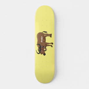 Wasserbüffel mit Blume Cartoon-Abbildung Skateboard