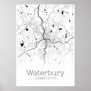 Wasserbury Map - Connecticut - City Map Poster