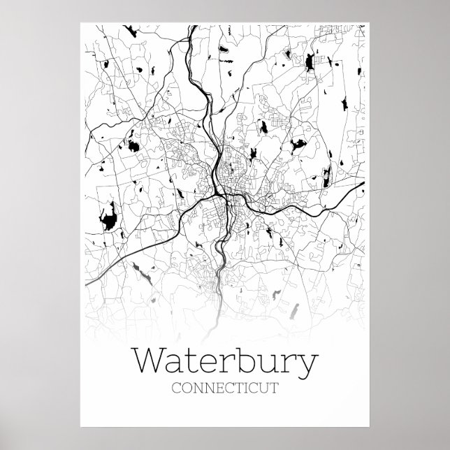 Wasserbury Map - Connecticut - City Map Poster (Vorne)