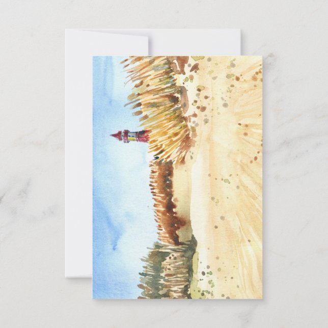 Wassercolor Beach Lighthouse Vielen Dank, Beileid Mitteilungskarte (Rückseite)