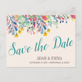 Wassercolor Bouquet Save the Date Hochzeit Postkarte