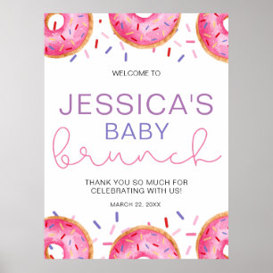 Wassercolor Donuts Baby Girl Brunch Poster