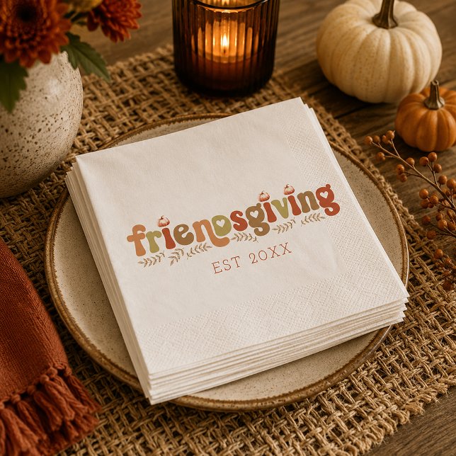 Wassercolor Freundliches Abendessen Napkins Serviette (Cozy friendsgiving paper napkins)