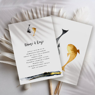 Wassercolor Koi Fish Wedding Einladung