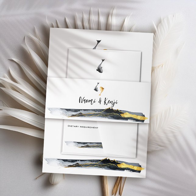 Wassercolor Koi Fish Wedding Einladungsbanderole (Von Creator hochgeladen)