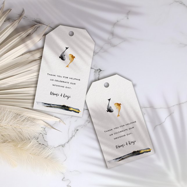 Wassercolor Koi Fish Wedding Geschenkanhänger (Von Creator hochgeladen)