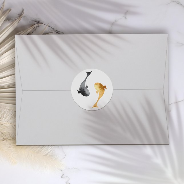 Wassercolor Koi Fish Wedding Runder Aufkleber (Von Creator hochgeladen)