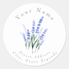 " Wassercolor Lavender Bouquet"-Adressetikett Runder Aufkleber