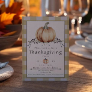 Wassercolor Pumpkin Erntedank Dinner   Gelb Einladung