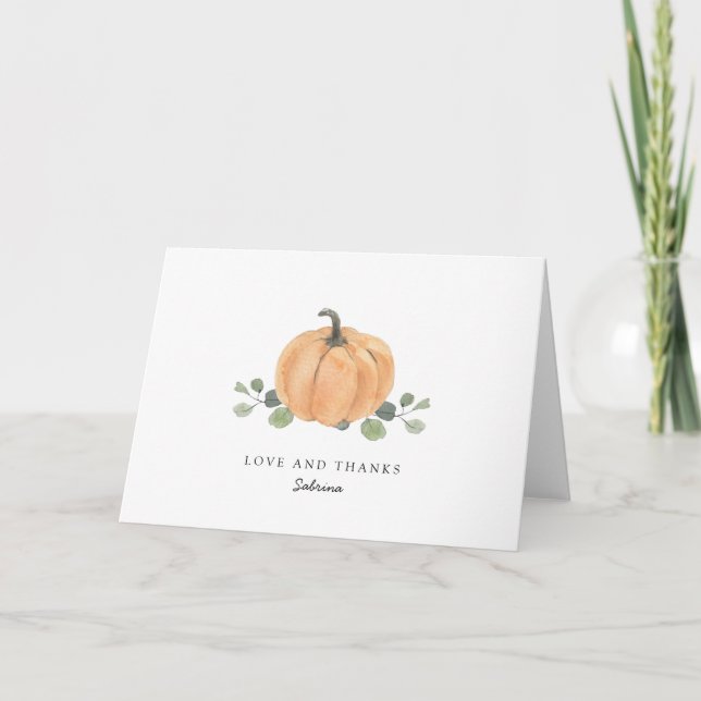 Wassercolor Pumpkin Liebe & danke Ihnen Einladung (Vorderseite)