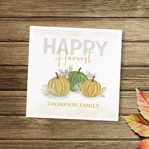 Wassercolor Simple Pumpkin Gourd Happy Harvest Serviette