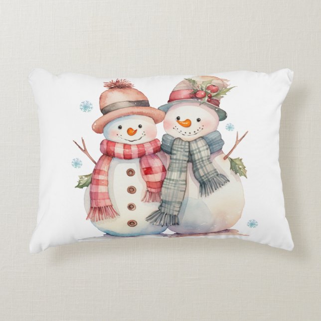 Wassercolor Snowman Dekokissen (Vorderseite)