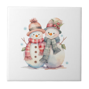 Wassercolor Snowman Fliese