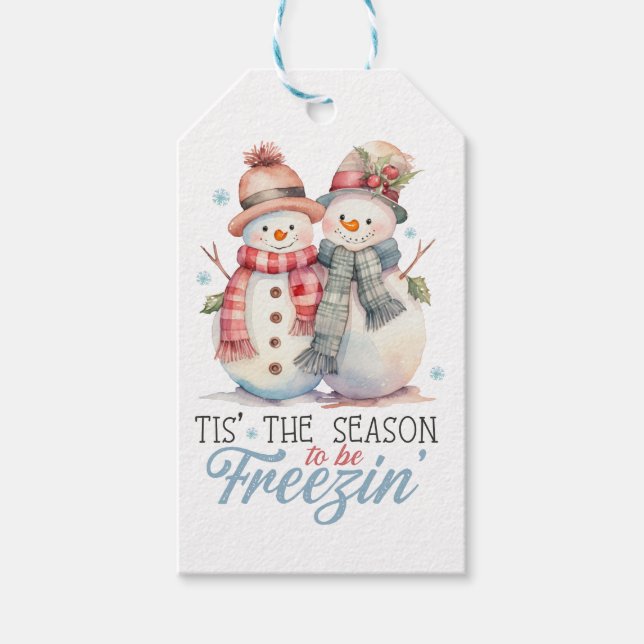 Wassercolor Snowman Geschenkanhänger (Vorderseite)