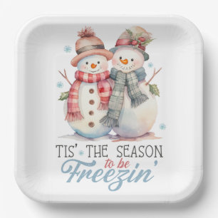 Wassercolor Snowman Pappteller
