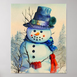 Wassercolor Snowman Poster