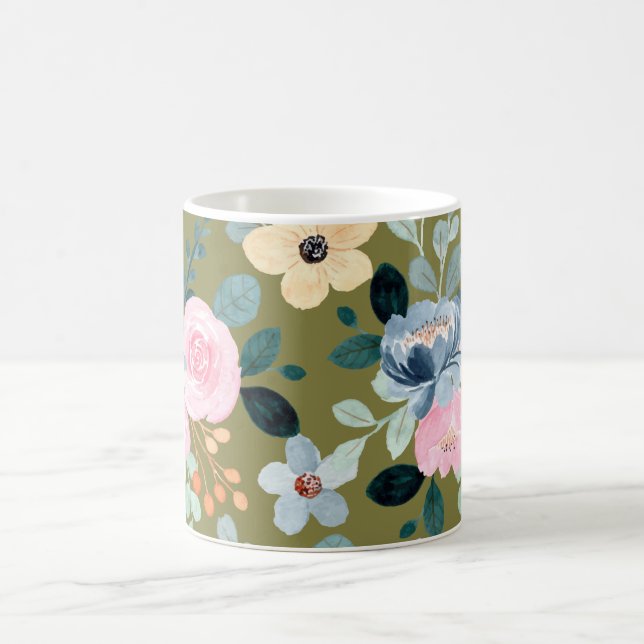 Wasserdichte Blume: Blühende Eleganz, jede Seite Kaffeetasse (Mittel)