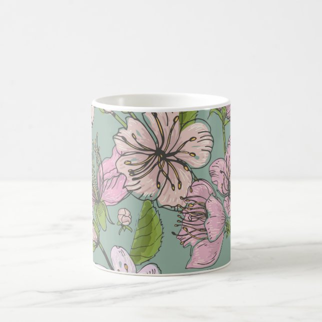 Wasserdichte Blume: Lebhafte Petalen auf einer Tas Kaffeetasse (Mittel)
