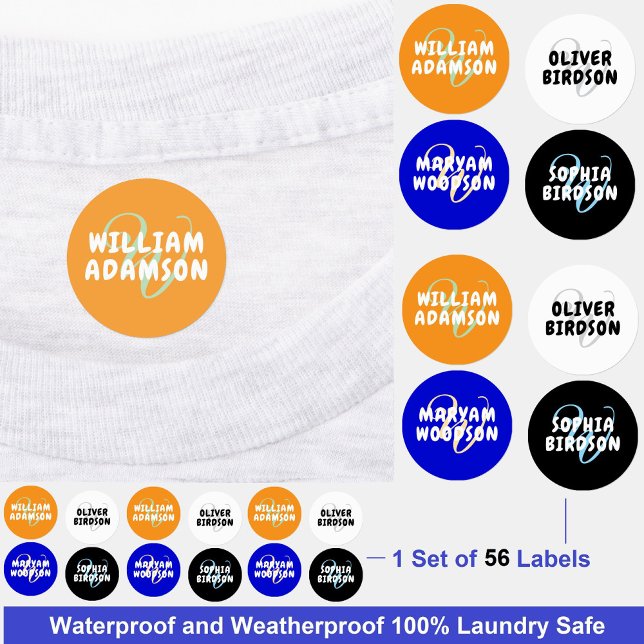 Wasserdichte Kids Monogram Name Labels for Closing Etiketten (daycare name labels waterproof)